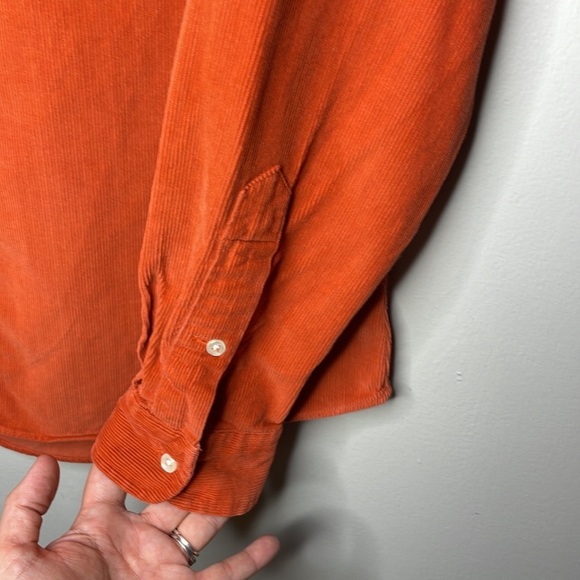 Vintage Ralph Lauren Mens Size M Orange Corduroy Long Custom Fit Button Down - Picture 8 of 11
